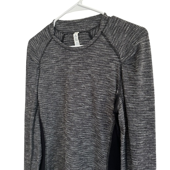 Lululemon Think Fast Long Sleeve, Coco Pique Black / Black, Size 10 - Picture 8 of 12